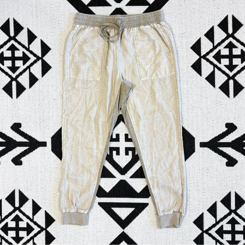 Splendid Lakeside Linen Blend Jogger Pants in Fawn Medium